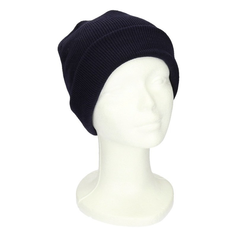 Basic winter muts navy blauw voor meisjes -