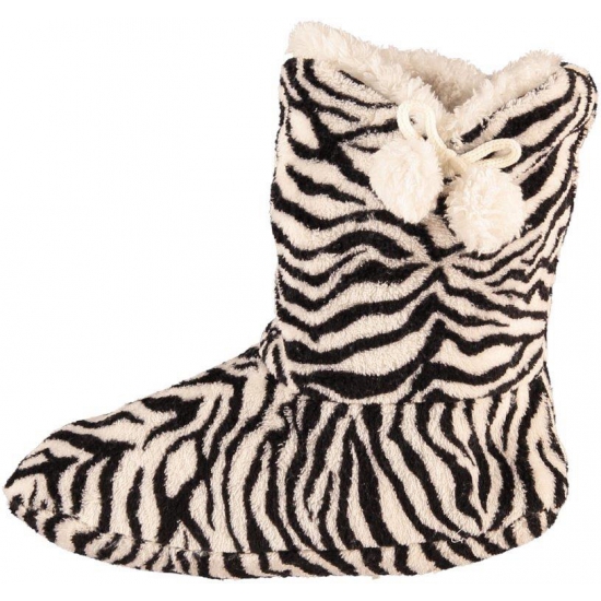 Hoge sloffen/pantoffels - Dieren zebra print - dames - Pluche - dierensloffen print 37-39 -