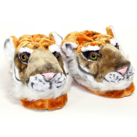 Volwassenen dierensloffen / pantoffels tijger L (39-41,5) -