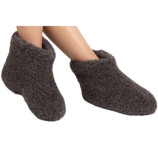 Bruine wollen sloffen/pantoffels voor dames/heren 38 -