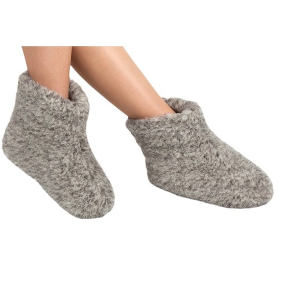Grijze wollen sloffen/pantoffels voor dames/heren 41 -