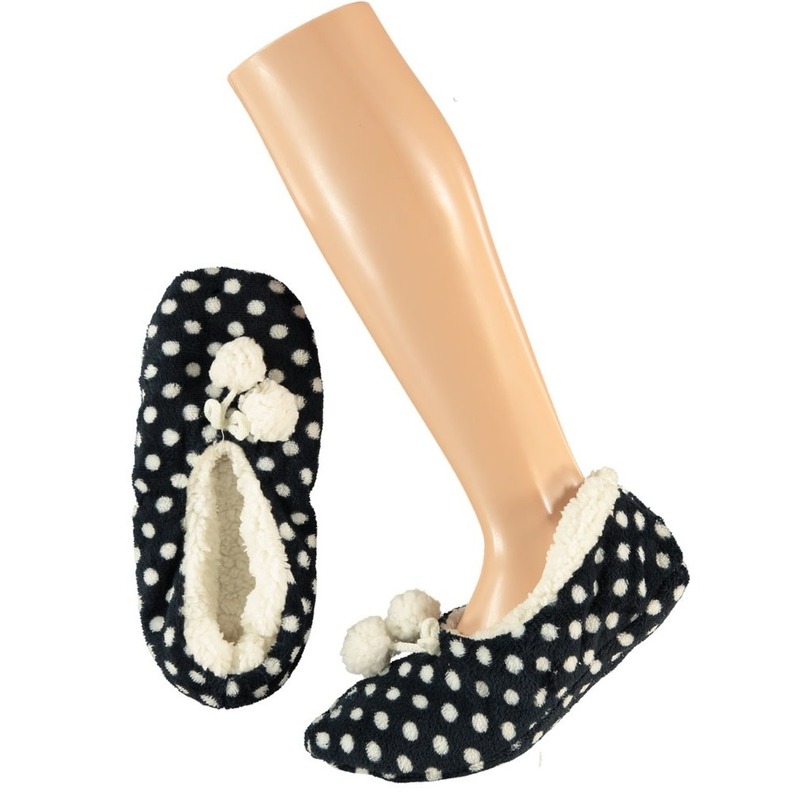 Ballerina pantoffels - navy - stippen - maat 37-39 - dames - sloffen - damessloffen 37/39 -