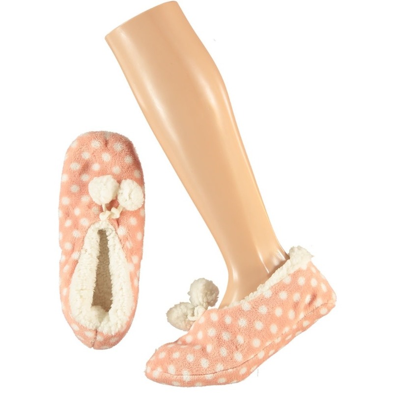Ballerina pantoffels - roze - stippen - maat 40-42 - dames - sloffen - damessloffen 40/42 -