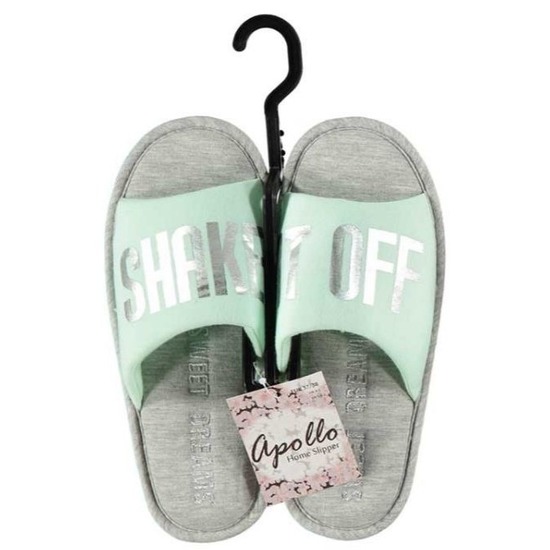 Mint/grijze huisslippers/instapsloffen/pantoffels voor dames 37-38 -