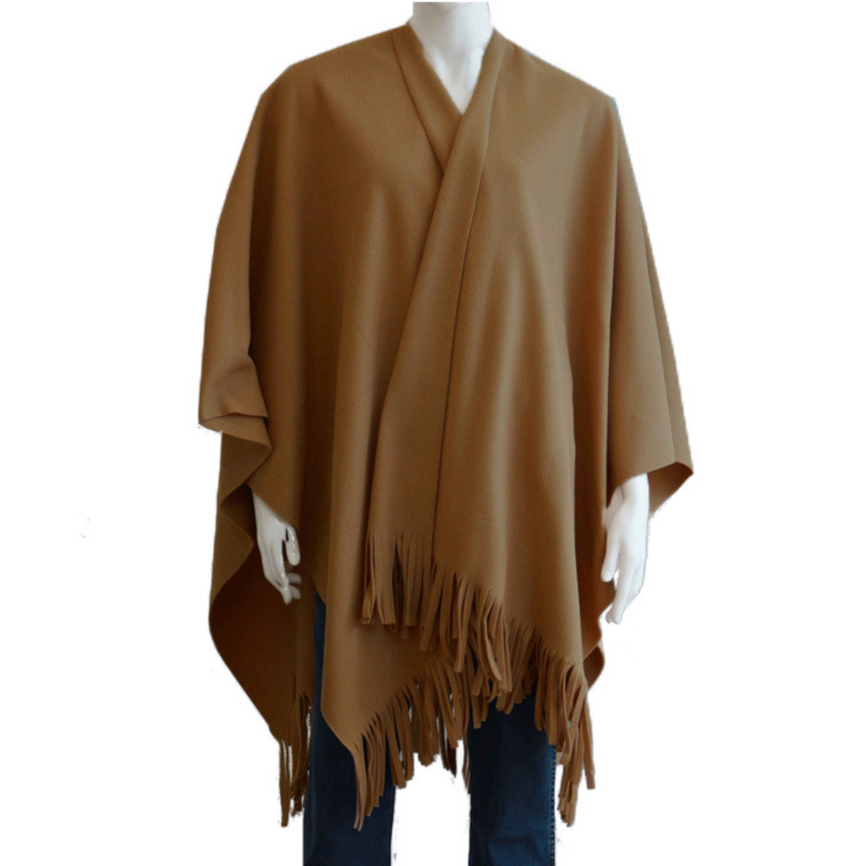 Luxe omslagdoek/poncho - bruin - 180 x 140 cm - fleece - Dameskleding accessoires One size -