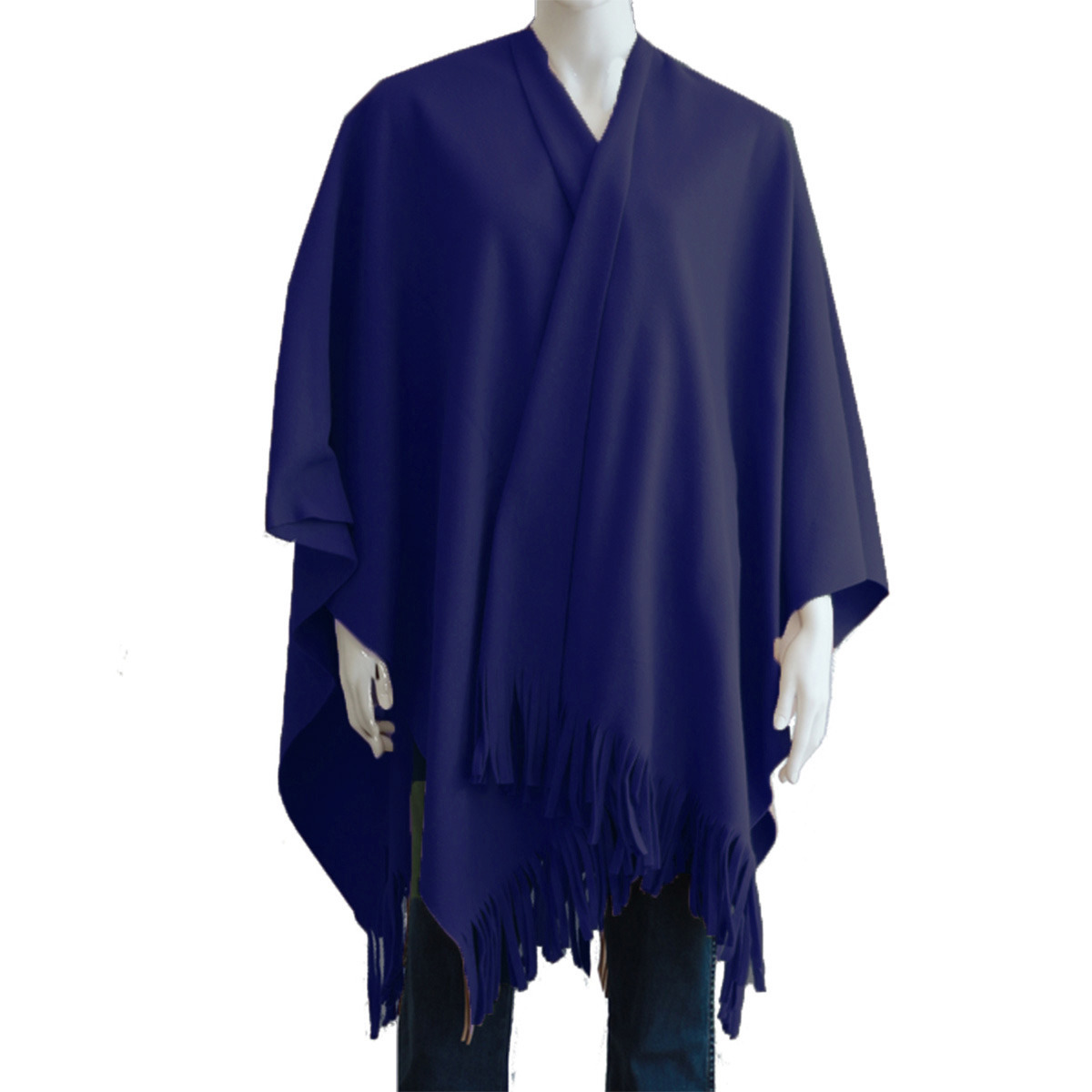 Luxe omslagdoek/poncho - paars - 180 x 140 cm - fleece - Dameskleding accessoires One size -