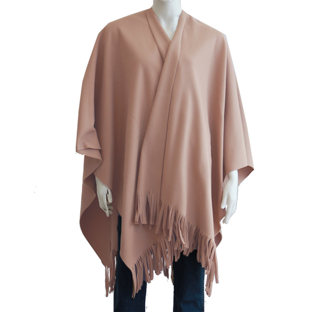 Luxe omslagdoek/poncho - roze - 180 x 140 cm - fleece - Dameskleding accessoires One size -