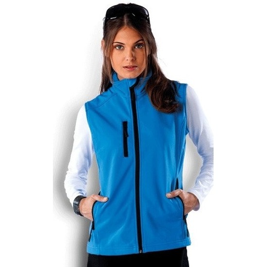 Softshell bodywarmer voor dames - Blauw - Waterproof - sportief vest - ritssluitingen L (40/52) -
