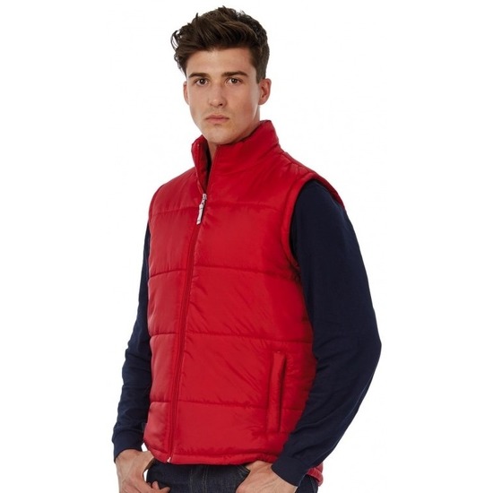 Gewatteerde bodywarmer voor heren - Rood - Nylon - Outdoor - Vrije tijds jas M (50) -