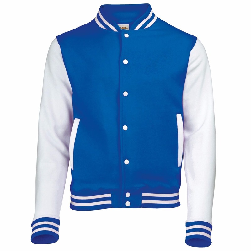 Blauw met wit college jacket voor heren S -