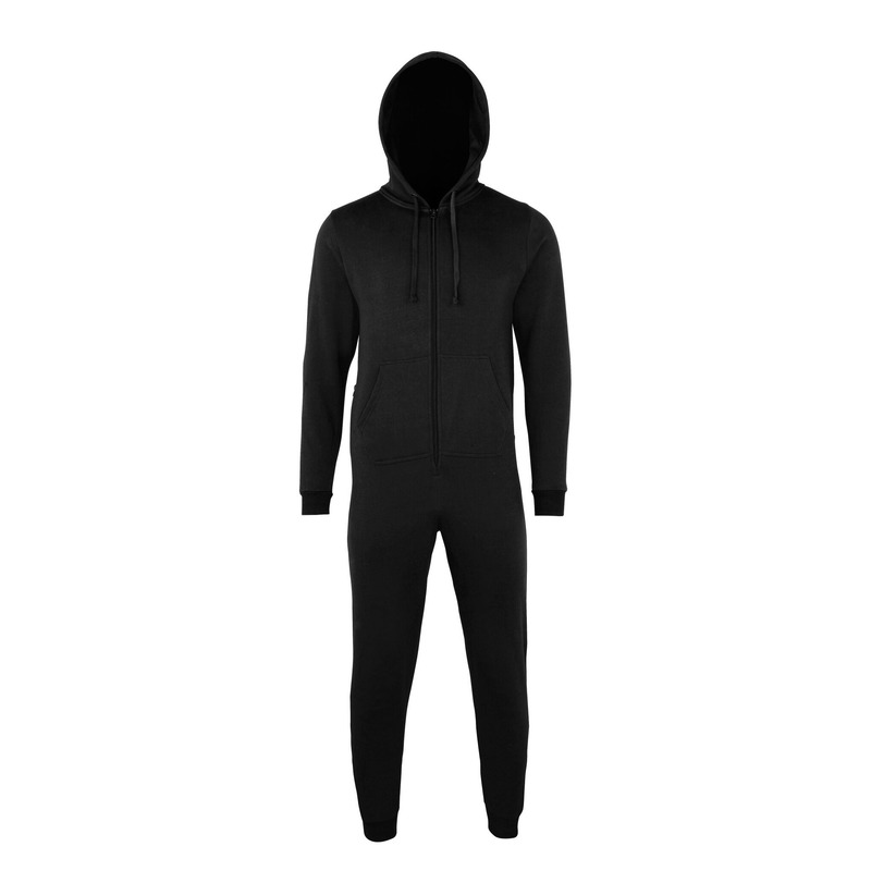 Warme onesie/jumpsuit - zwart - huispakken volwassenen - katoen/polyester XS (EU 36 - EU 46) -