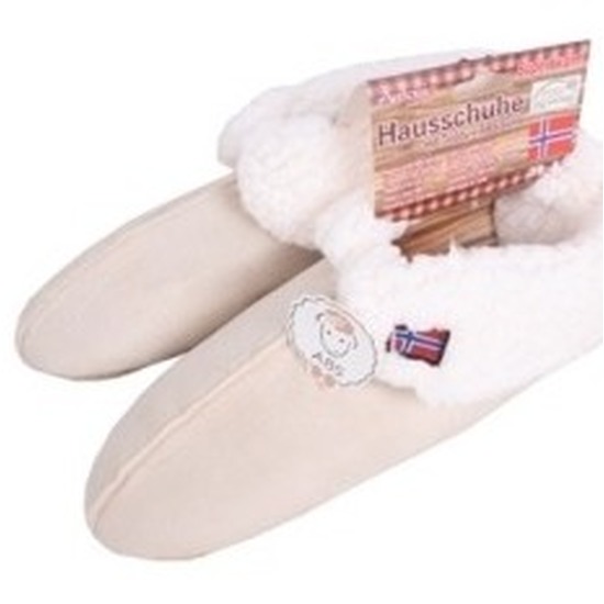 Gevoerde pantoffels/sloffen beige voor heren 43-46 -