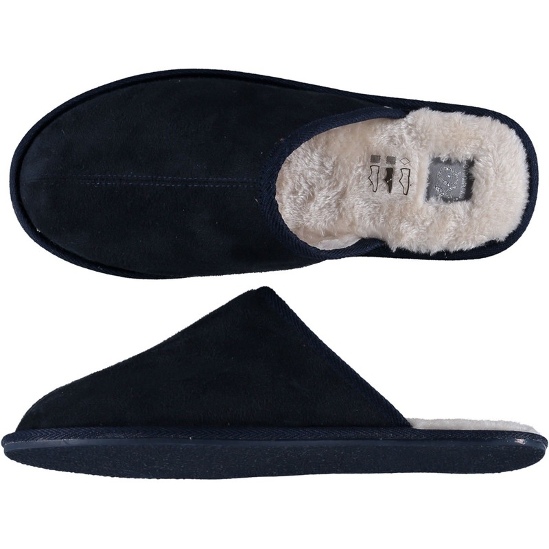 Heren instap sloffen/pantoffels - laag - donkerblauw - maat 41-42 41/42 -