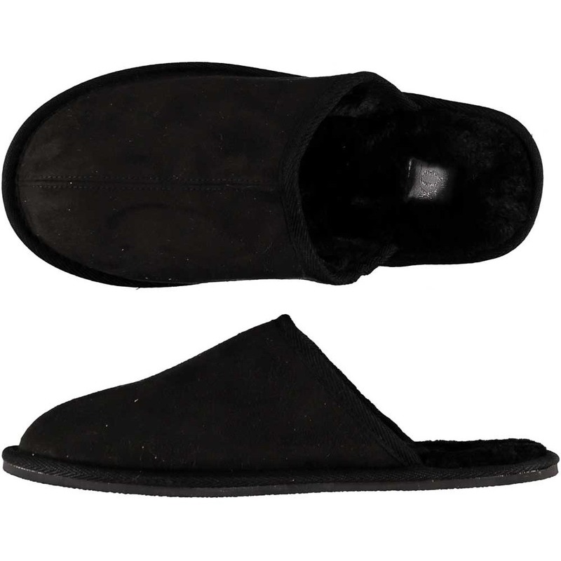 Heren instap sloffen/pantoffels - laag - zwart - maat 43-44 43/44 -