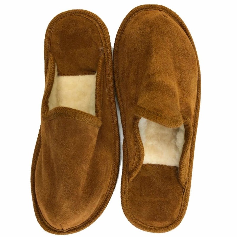 Bernardino - heren slippers - pantoffels - wollen - bruin - Gevoerd 46 -