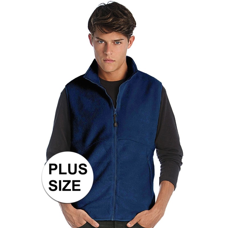 Grote maten fleece outdoor bodywarmer navy blauw voor heren 3XL -