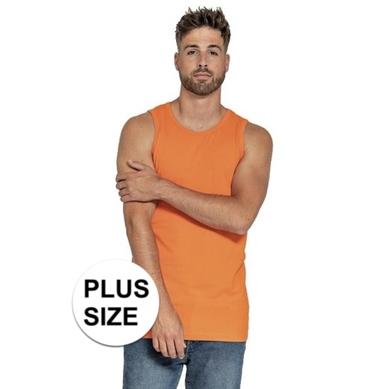 Grote maten oranje tanktop/singlet voor heren 3XL (46/58) -