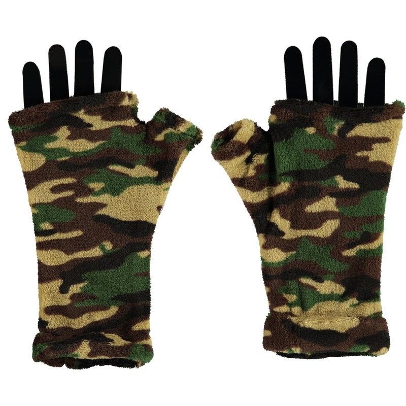 Vingerloze handschoenen camouflage print voor volwassenen -
