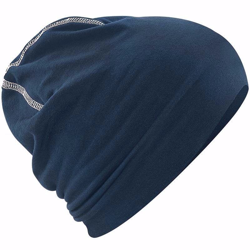 Katoenen sport beanie navy blauw voor volwassenen -