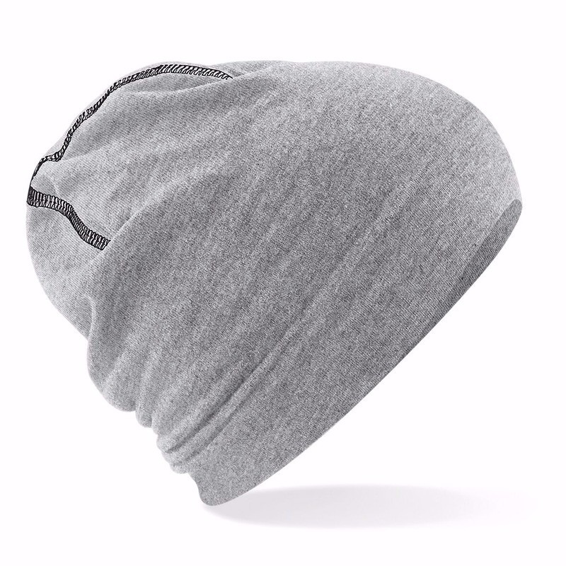 Katoenen sport beanie grijs voor volwassenen -