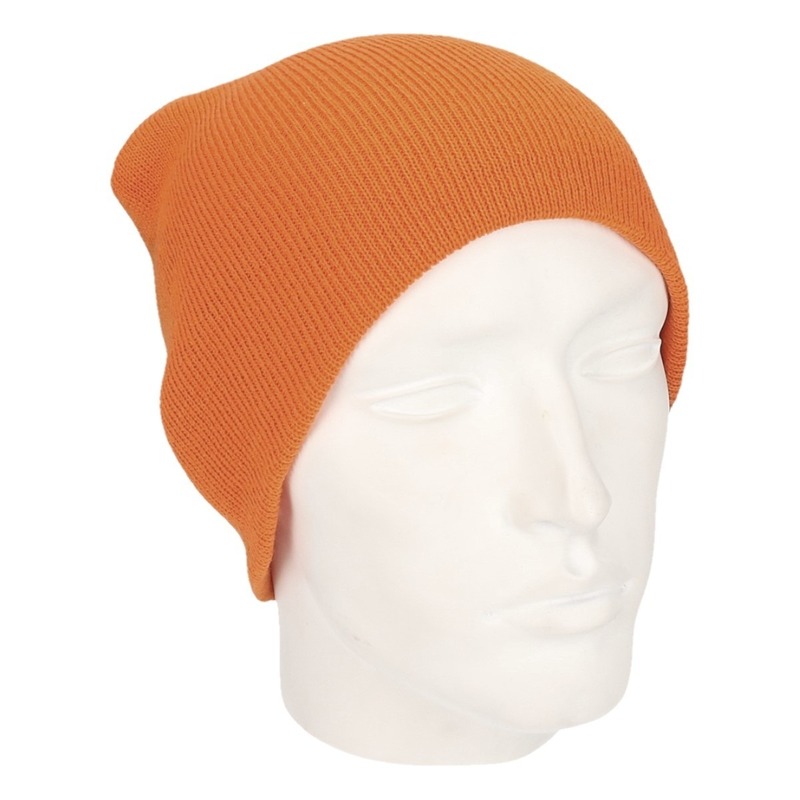 Gekleurde basic muts oranje voor heren -