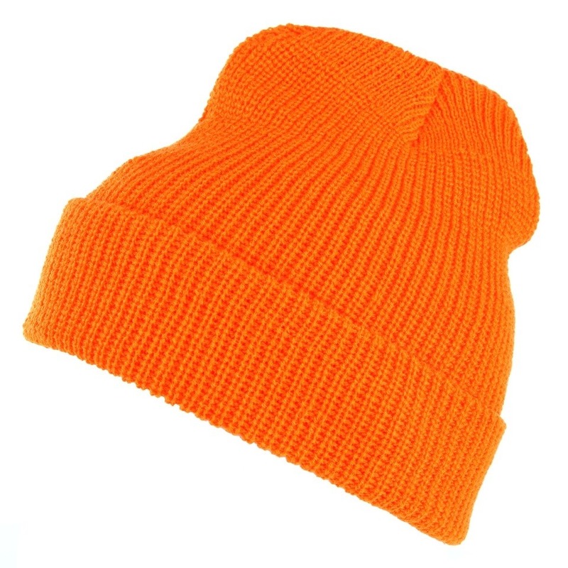 Leger muts - heren - oranje - one size - acryl - commando wintermutsen One size -