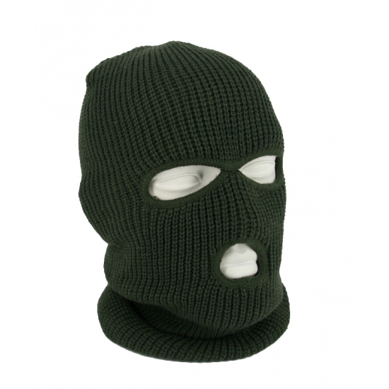 Bivakmuts / balaclava groen driegaats volwassenen -