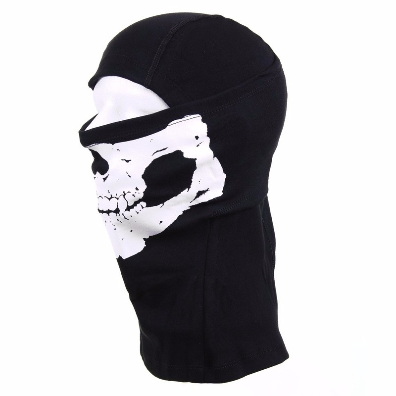 One hole motorhelm muts / skimuts skelet - zwart - katoen - one size - outdoor -