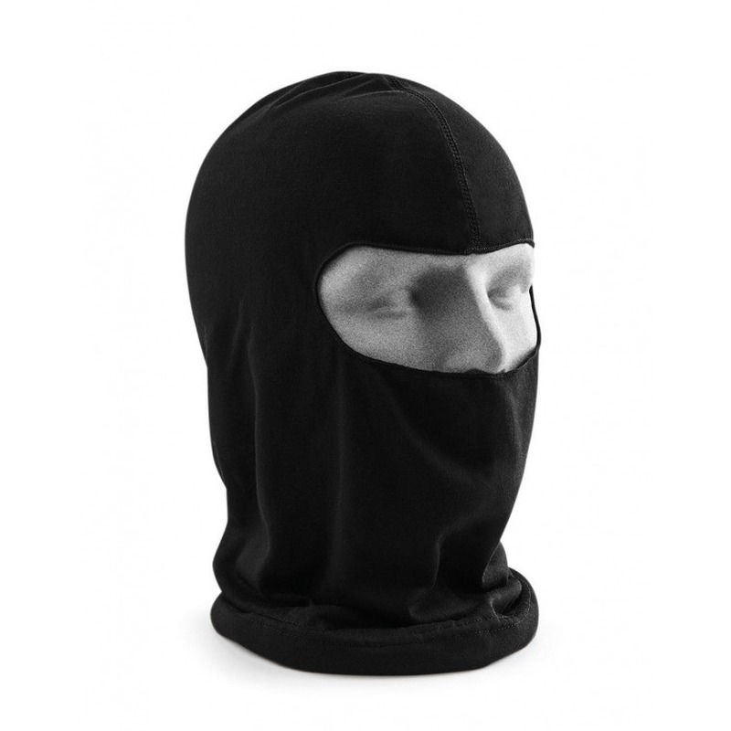 Eengaats bivakmuts / balaclava zwart microvezel volwassenen -
