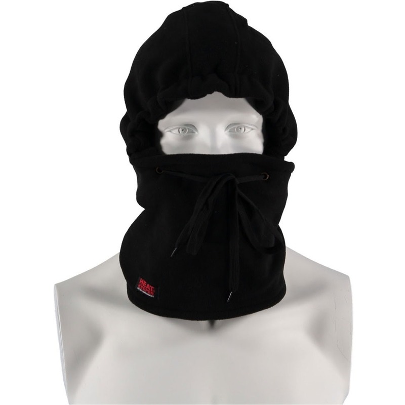 Thermo bivakmuts fleece zwart voor heren One size -