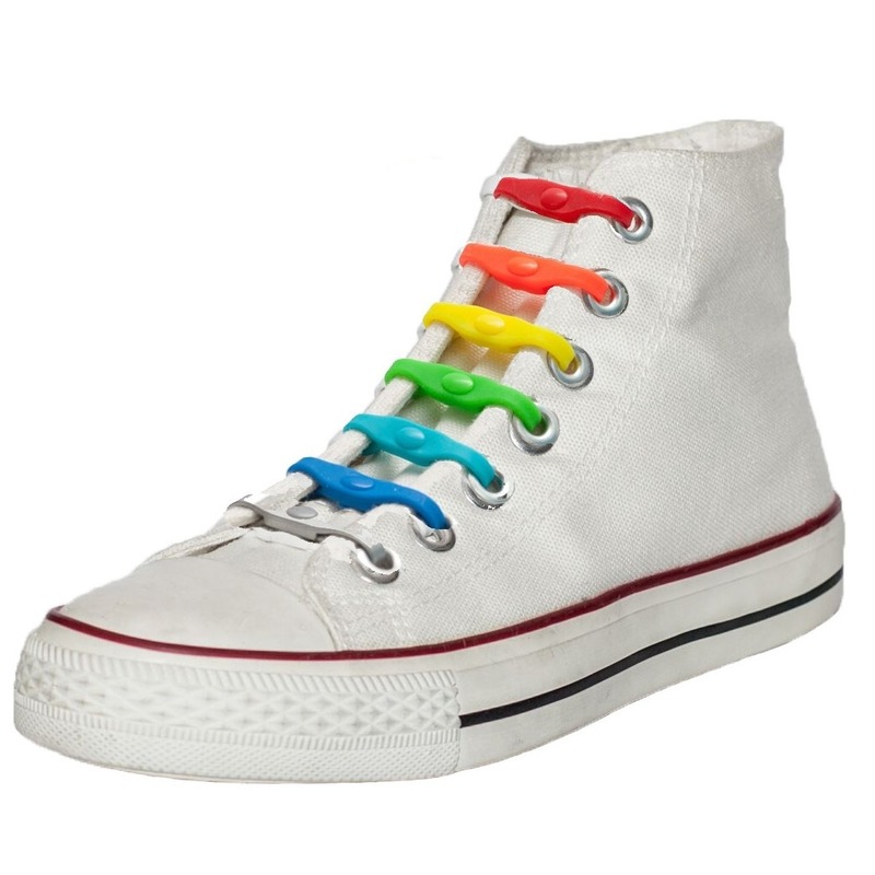 14x Shoeps elastische veters regenboog voor kinderen/volwassenen One size -