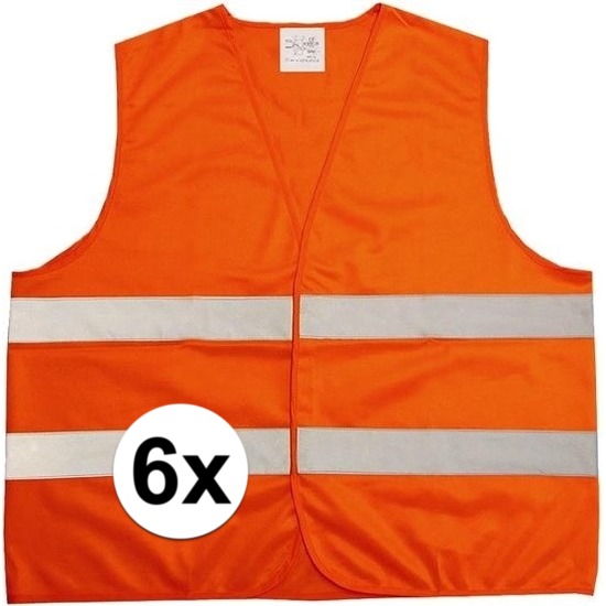 6x Oranje veiligheidsvest voor volwassenen -