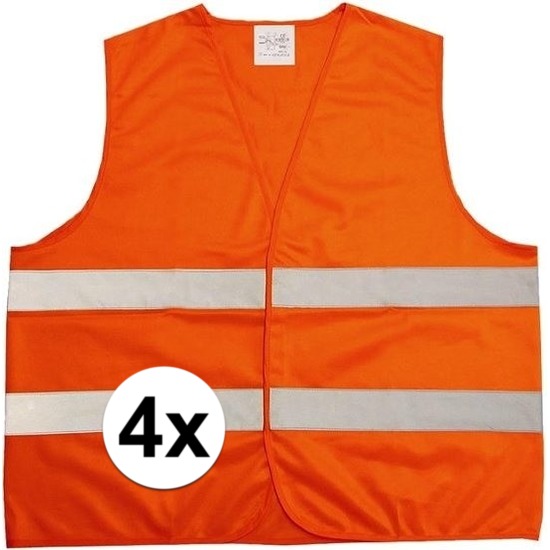 4x Oranje veiligheidsvesten voor volwassenen -