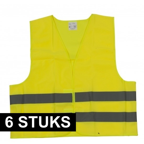 6x Veiligheidsvest geel voor volwassenen -