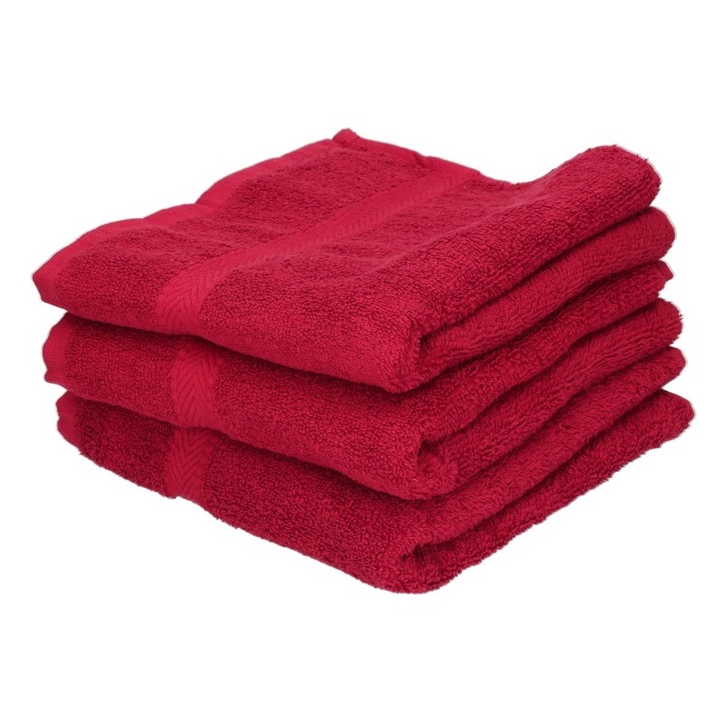 3x Voordelige handdoeken rood 50 x 100 cm 420 grams -