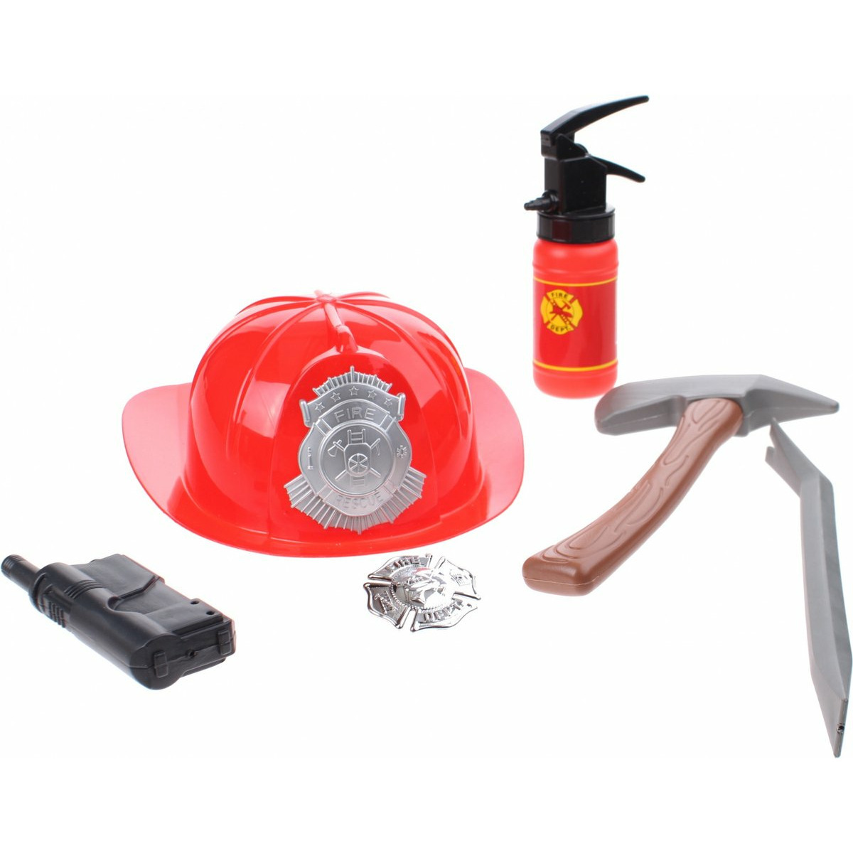 Brandweer verkleed speelgoed set - accessoires - kinderen - plastic - helm, blusser etc -