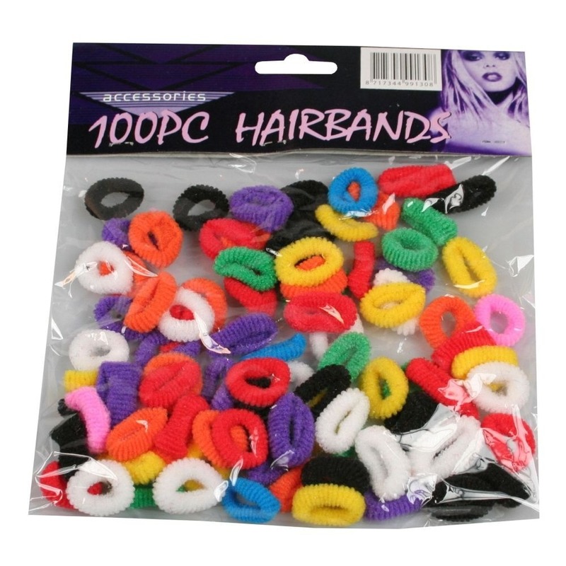 100x kleine haarelastiekjes in verschillende kleuren -