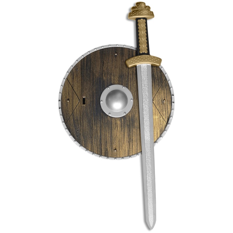 Ridder wapens set zwaard met schild goud/zwart volwassenen -