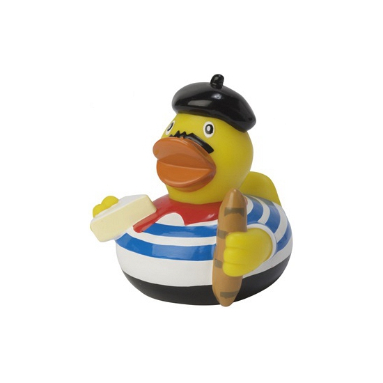 Badeendje thema Frankrijk - rubber - 8 cm - Bad speeltjes - eendjes en Franse feestartikelen -