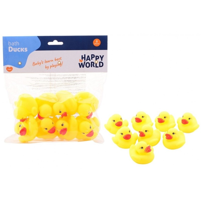 8x stuks rubber badeendjes geel van 6 cm -