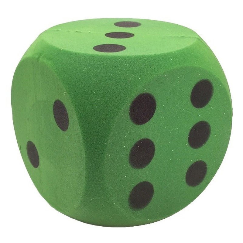 Sinterklaasspel grote foam dobbelsteen groen 16 x 16 cm -