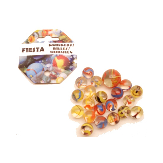 Netje fiesta knikkers 21 stuks -