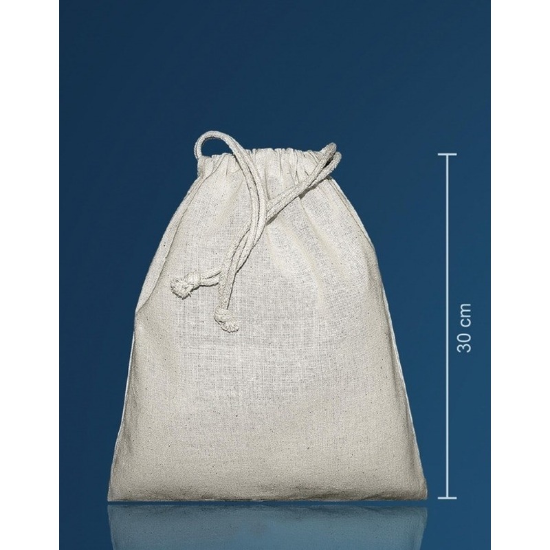 Canvas knikker zak groot met koord 25 x 30 cm -