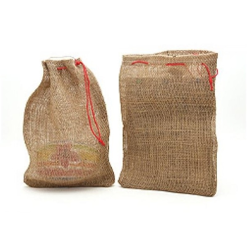 1x Jute knikker zakken met koord 25 x 35 cm -