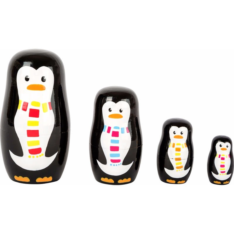 Speelgoed houten pinguins matroesjka set van 4 -