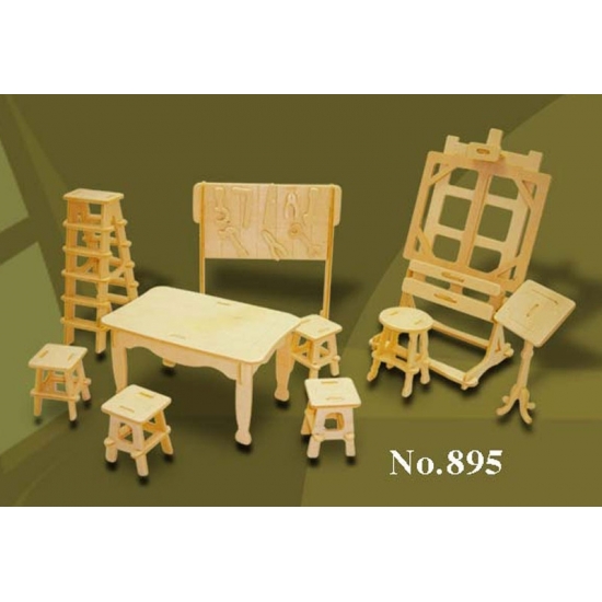 Poppenhuis meubels kunst atelier -