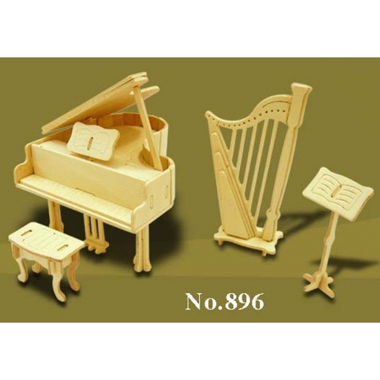 Poppenhuis muziekinstrumenten - bouwpakket - schaal 1:12 - hout - speelgoed -