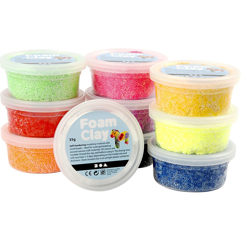 10x Knutsel Foam Clay klei gekleurd 35 gram -