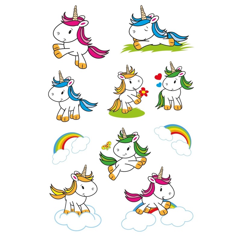 60x Baby eenhoorn dieren stickers met glitters -