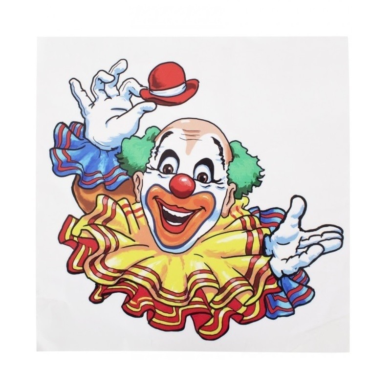 Raamsticker lachende clown 35 x 40 cm carnaval -